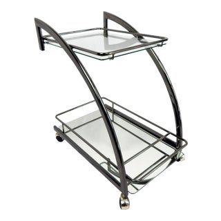 Modernist Smoke Chrome Bar Cart For Sale