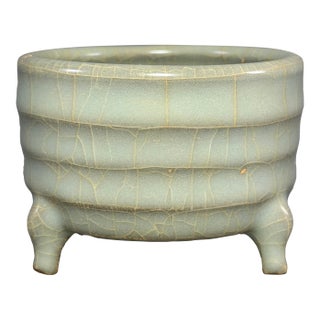 Antique Chinese Longquan Celadon Tripod Censer For Sale