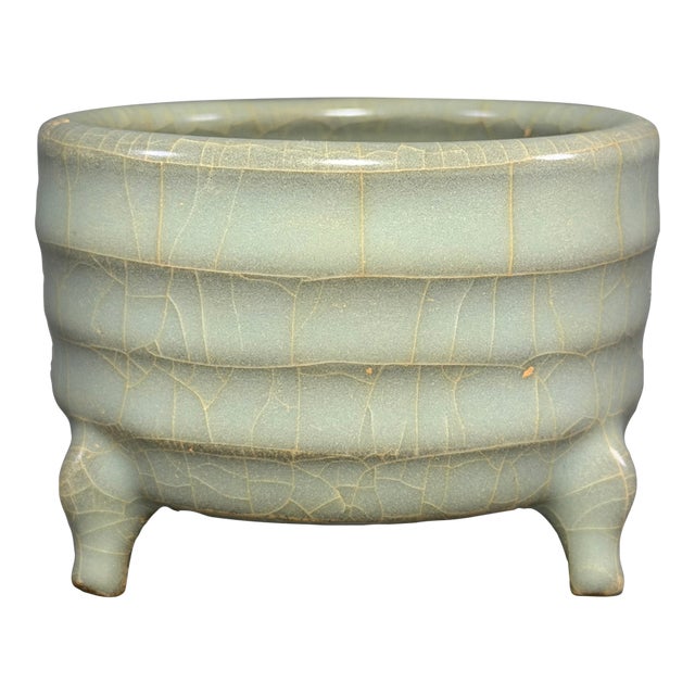 Antique Chinese Longquan Celadon Tripod Censer For Sale