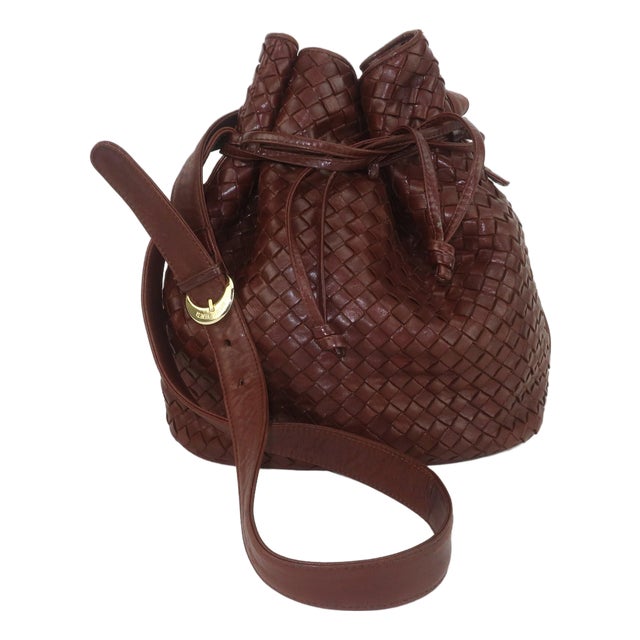 Bottega Veneta Chocolate Brown Intrecciato Leather Bucket Handbag For Sale