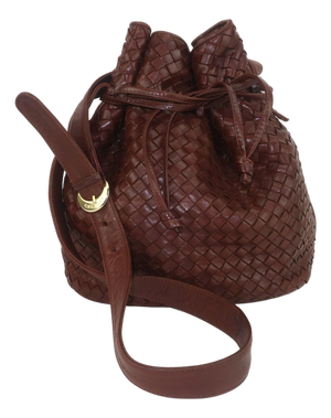 Bottega Veneta Chocolate Brown Intrecciato Leather Bucket Handbag