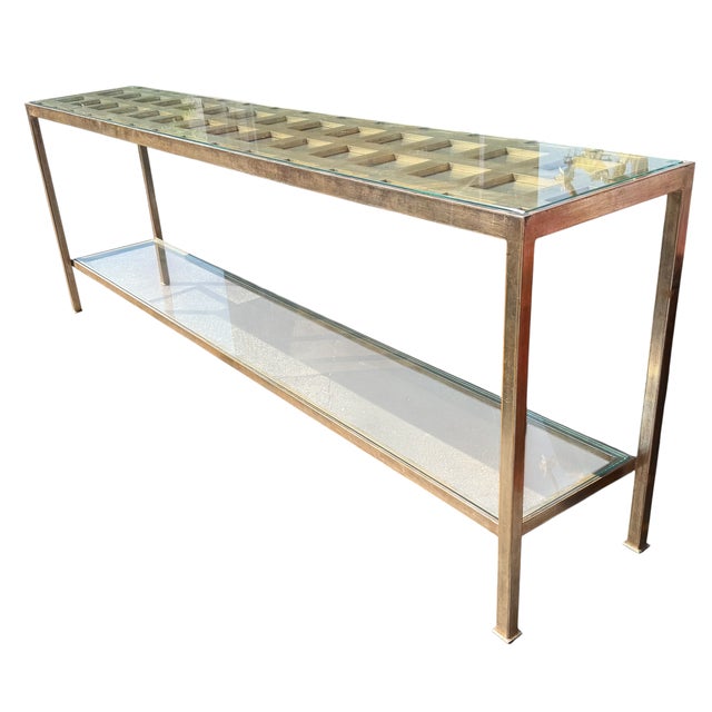 1990s Modern Nancy Corzine Silver Gilt Metal Delmonaco Console Table For Sale - Image 5 of 5