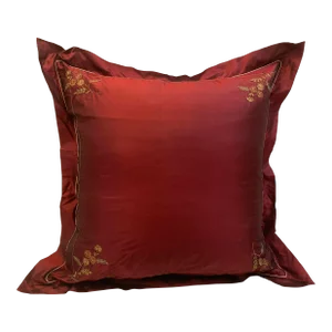 Zardozi Floral Embroidered Bordered Euro Sham Silk Pillow Cover