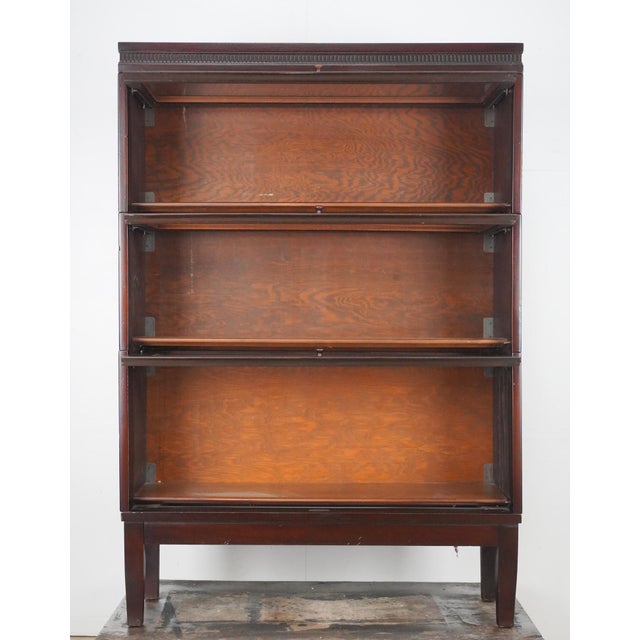 Brown Antique Lundstrom Wooden Barrister Bookcase For Sale - Image 8 of 16