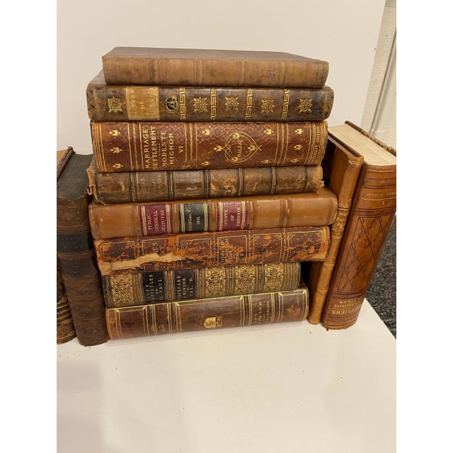 19th Century Group of 26 Assorted Leather or Marbled Bound Books, 19th Century For Sale - Image 5 of 7