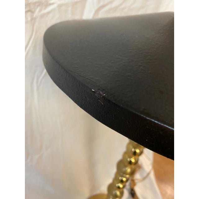 Vintage Brass Black and Gold Lamp With Metal Shade For Sale - Image 10 of 11