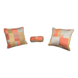 Custom Geometric/ Collage Colorful, Feather Pillows With Knife Edge Trim and Zipper Closure- Set of 3
