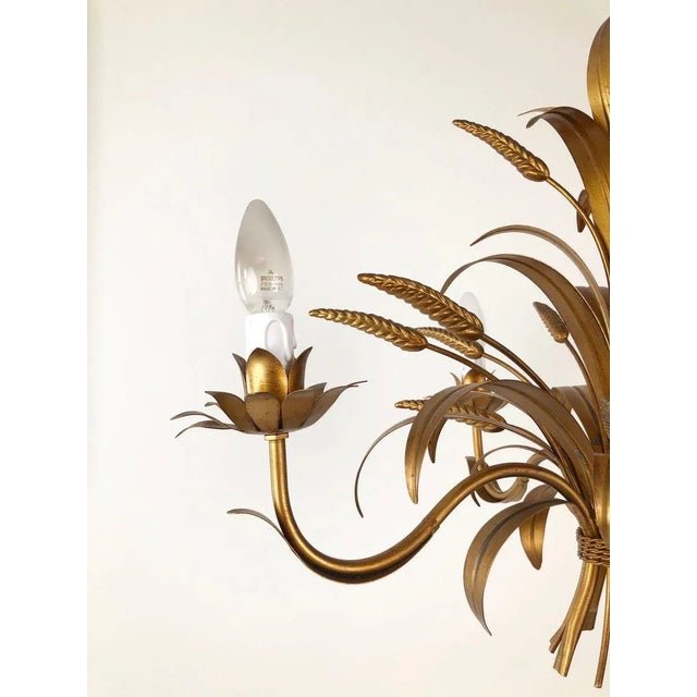 Metal Italian Gilt Metal Candelabra Floor Lamp with Sheaf of Wheat Motif, 1963 For Sale - Image 7 of 18