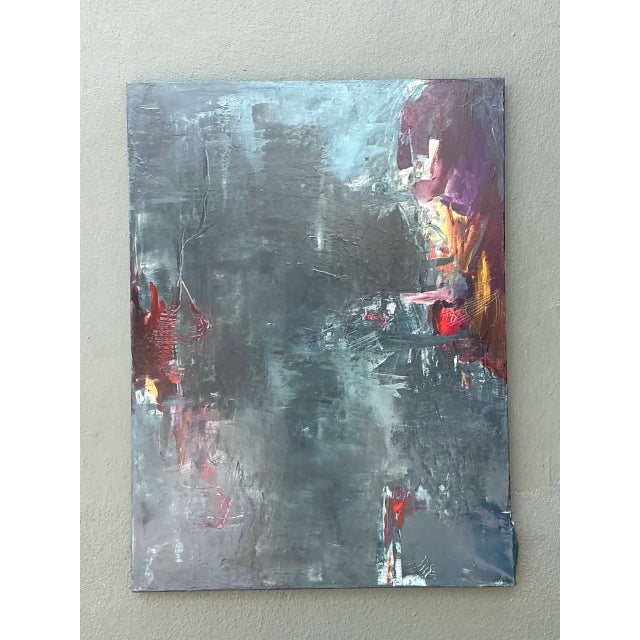 Vintage Abstract Expressionist Oil Painting For Sale - Image 4 of 12