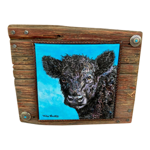 Curley Boy~ Willie Britt, Original Acrylic Painting, "Curly Boy" Scrappy Young Bull Is Always Looking for Someone to Spar With.