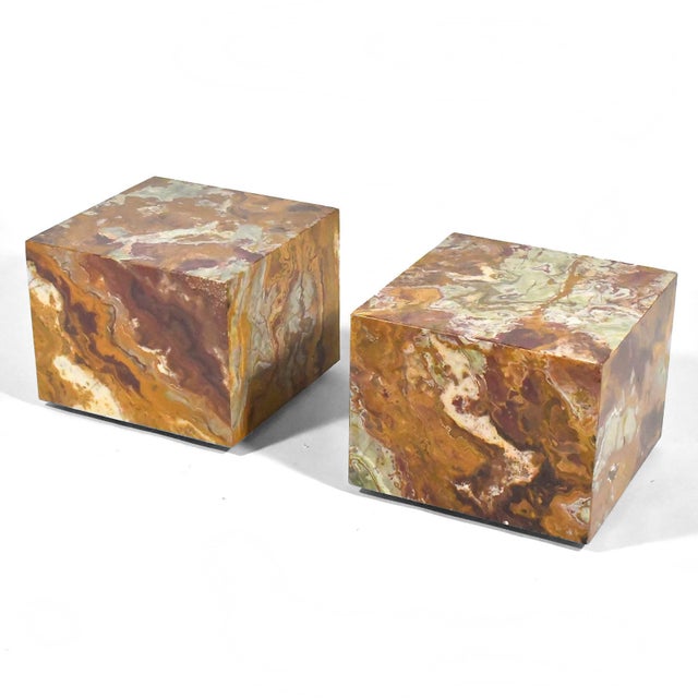 Pace Collection Pair of Red Onyx Cube Tables by Pace Collection For Sale - Image 4 of 10