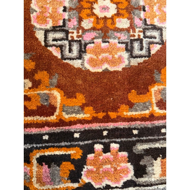 Antique Chinese Square Rug With Floral Medallion 2' X 2'2" For Sale - Image 11 of 16
