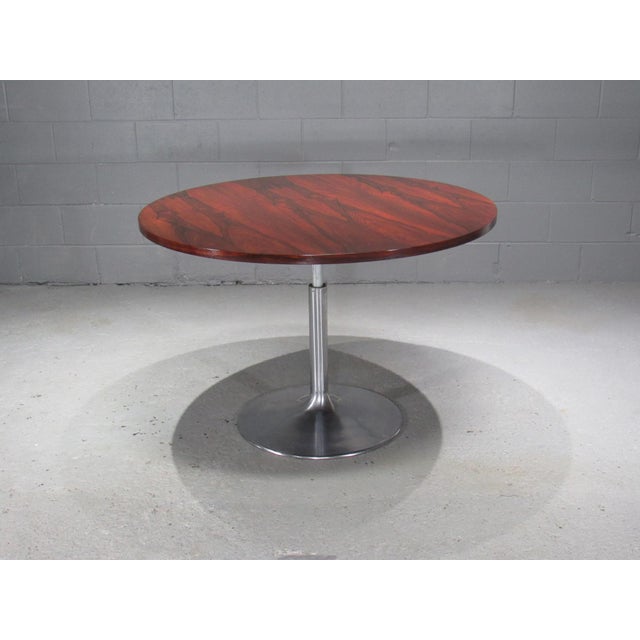 1960s Danish Modern HeightAdjustable Round Rosewood Pedestal Table