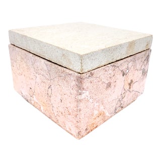 Post Modern Hand Crafted Pink Marble Box For Sale