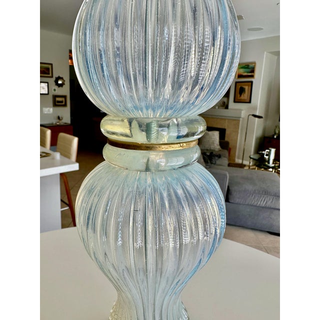 Murano Italian Blue Opalescent Table Lamp For Sale - Image 12 of 16