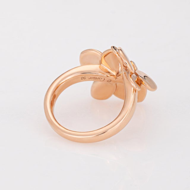 Early 21st Century ​Caresse D’Orchidees Par Cartier Ring Diamond 50 Estate 18k Rose Gold Papers, Size 5.25 For Sale - Image 5 of 7