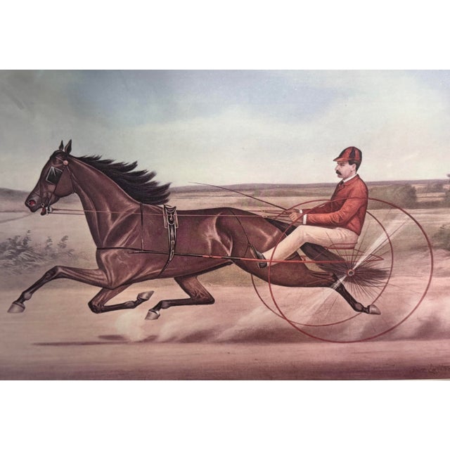 Mid 20th Century Mid 20th Century Framed “Harry Wilkes” Harness Racing Horse Print | Victorian Trotting Horse Lithograph | Equestrian For Sale - Image 5 of 8