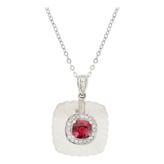 0.67ct Spinel, Diamond and Rock Crystal Platinum Pendant Necklace - Fei Liu For Sale
