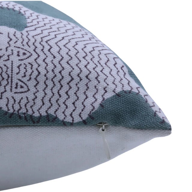 Art Deco Fabdivine Cotton Cushion Cover With Block Print 26x26 Inch Thick Cotton White-Mushak For Sale - Image 3 of 4