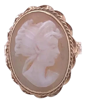 14 Karat Yellow Gold Braided Frame Cameo Ring