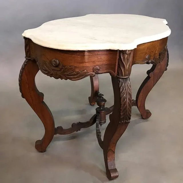 Late 19th Century 19th Century Victorian Carved Rosewood and Marble Table For Sale - Image 5 of 7