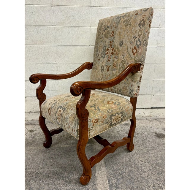 Vintage Parker Southern French Louis XIII Regency Style Library Armchair For Sale - Image 4 of 12
