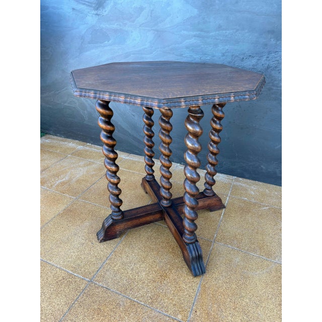 Barley Twist Octagonal Side Table, 20th Century For Sale - Image 11 of 13