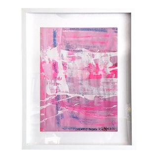 Chromatic Passage. V Framed Abstract Shades of Pink and White Painting For Sale