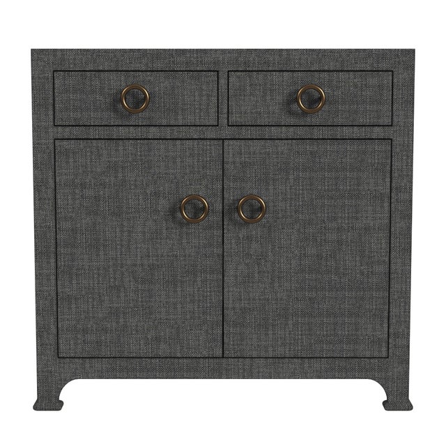 Spritely Home Accent Furniture Chatham 31 in. W Rectangular Raffia 2 Drawer Accent Cabinet, Charcoal Raffia For Sale - Image 4 of 7
