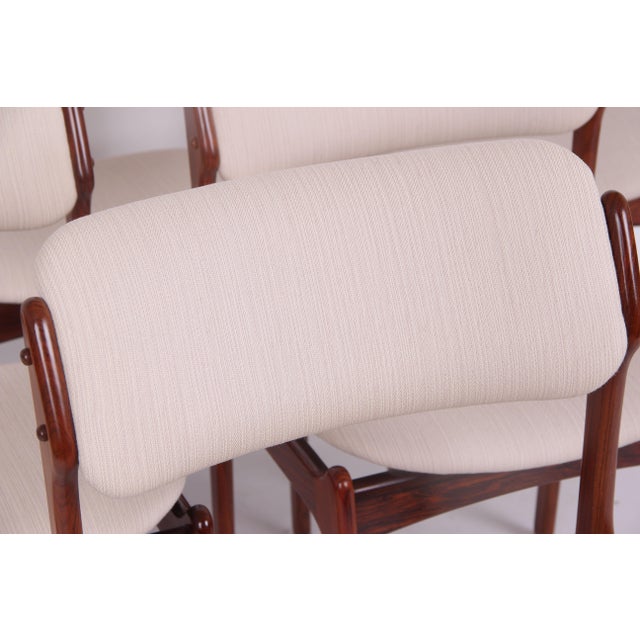 Wood Model OD49 Chairs in Rosewood and Wool Fabric by Erik Buch for Oddense Maskinsnedkeri, 1960s, Set of 6 For Sale - Image 7 of 9