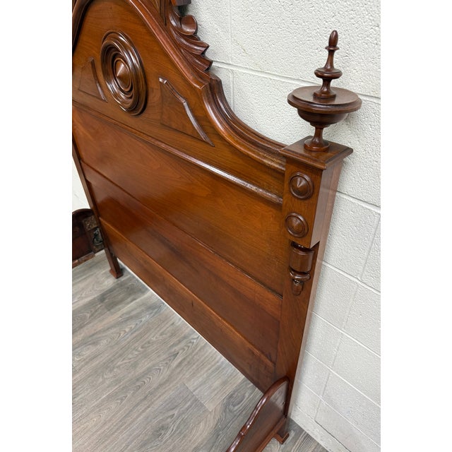 Antique Full Size Victorian Carved Walnut Bed For Sale In Kansas City - Image 6 of 18