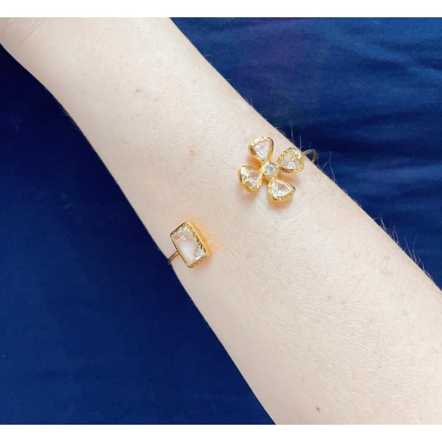 Bochic Jungle Gold and Silver White Topaz Bangle For Sale - Image 18 of 18