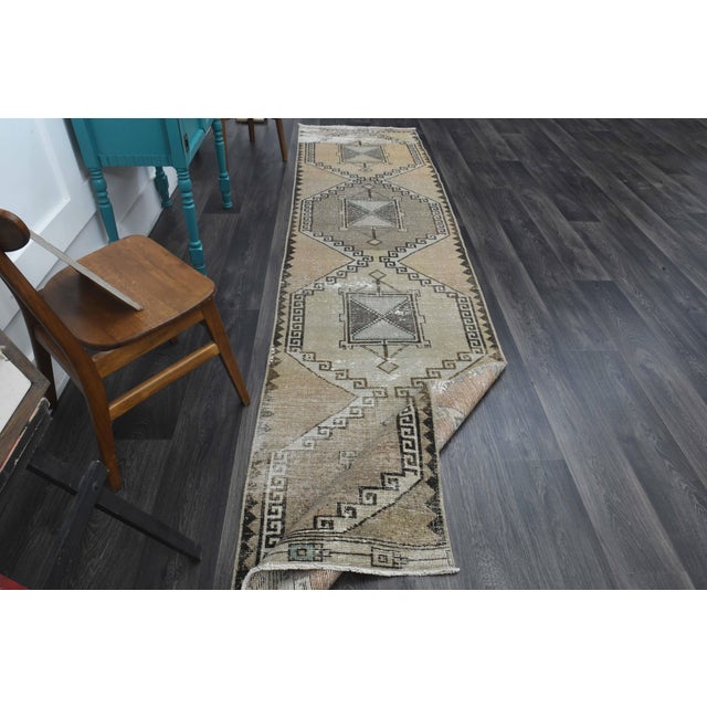 Beige 1970s Vintage Handmade Wool Cotton Turkish Beige Area Rug For Sale - Image 8 of 11