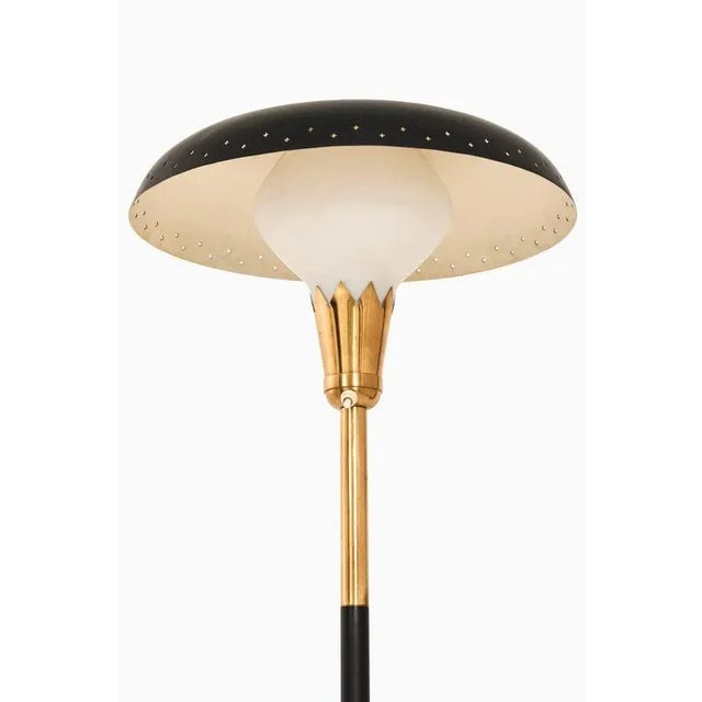 Vintage Floor Lamp in Opaline Glass and Lacquered Metal, 1950s For Sale - Image 4 of 11