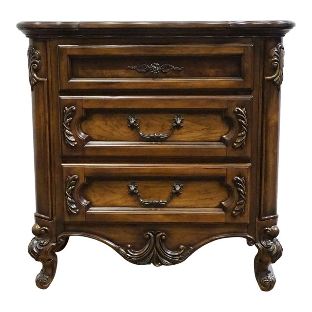 Fairmont Designs Banded Bookmatched Pecan Louis XV French Provincial 32" Nightstand - Chestnut Finish C7025-02 For Sale