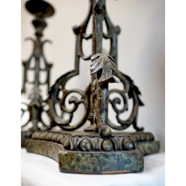Gothic Pair of 19th Century Pricket Gothic Revival Style Converted Table Lamps For Sale - Image 3 of 11