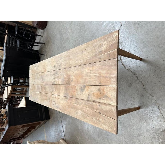 Solid Oak Farmhouse Table For Sale - Image 8 of 9