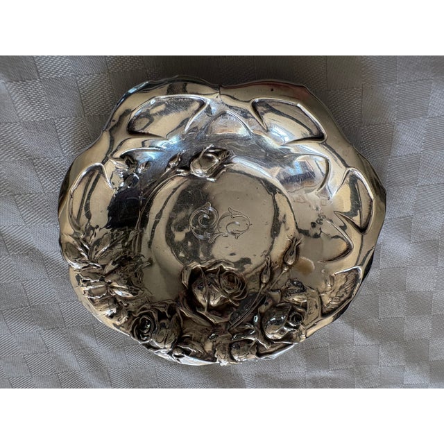 19th C Art Nouveau Sterling Silver Rose Bowl or Bonbon Dish For Sale - Image 14 of 14