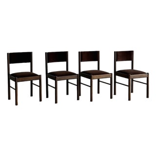 1970s Minimal Dark Brown Mid Century Chairs For Sale