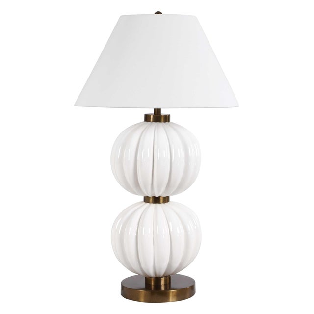 Kenneth Ludwig Chicago Irena White Sphere Table Lamp For Sale - Image 4 of 7