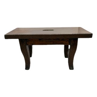 Antique Primitive Wooden Milking Foot Stool Rustic Farmhouse Patina, C. 1880-1920 For Sale