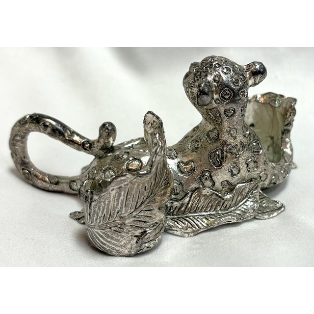 1998 Vintage Arthur Court Lounging Leopard Salt & Pepper Holder/ Candle Holder For Sale - Image 10 of 13