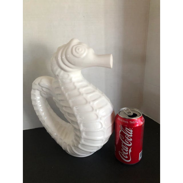 White White Glazed Ceramic Seahorse Pitcher by Sanor Cerámica Portugal For Sale - Image 8 of 10