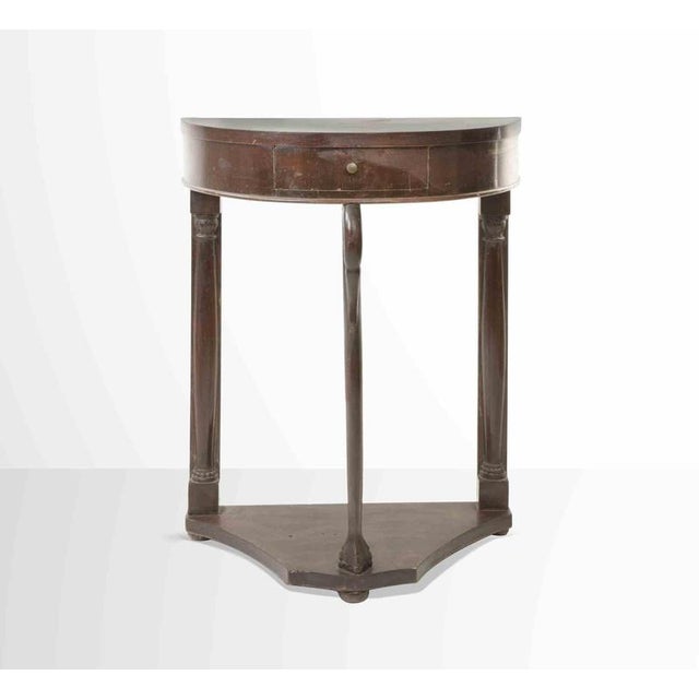 Vintage Semi-Round Empire Style Mahogany Console Table, Italy For Sale - Image 4 of 7