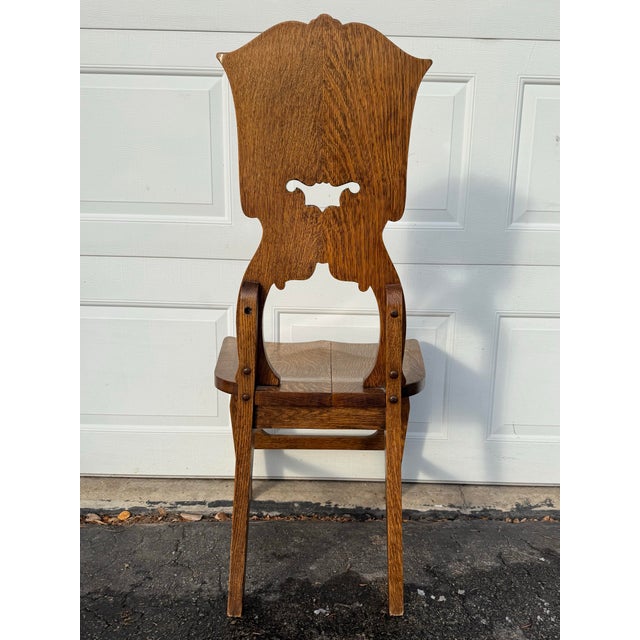 Late 19th Century Late 19th Century Green Man North Wind Black Forest Style Hand Carved Quarter Sawn Oak Chair For Sale - Image 5 of 10