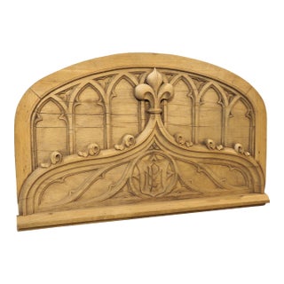 French Carved Oak Gothic Style Overdoor, Circa 1910 For Sale