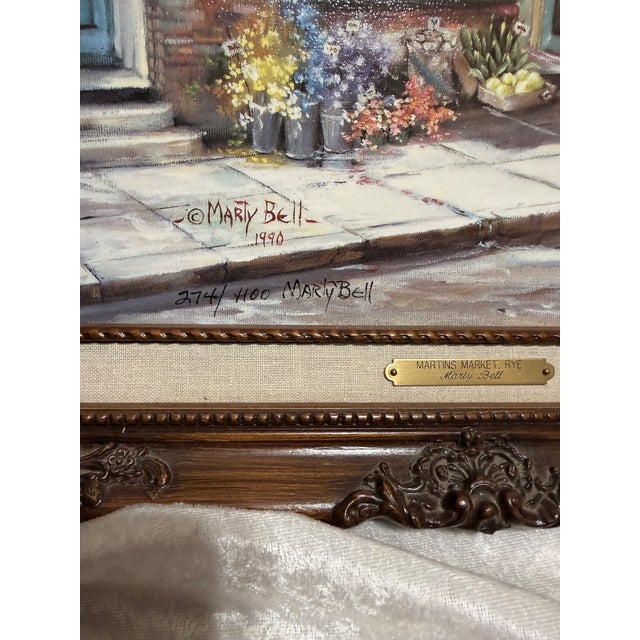 Vintage Double Signed LTD Ed 274/1100 Marty Bell “Martins Market, Rye” Painting For Sale - Image 4 of 7