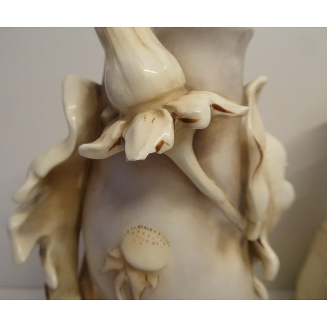 Art Nouveau Porcelain Thistles Vases attributed to Amphora / Riessner, Stellmacher, & Kessel, 1890s, Set of 2 For Sale - Image 10 of 18