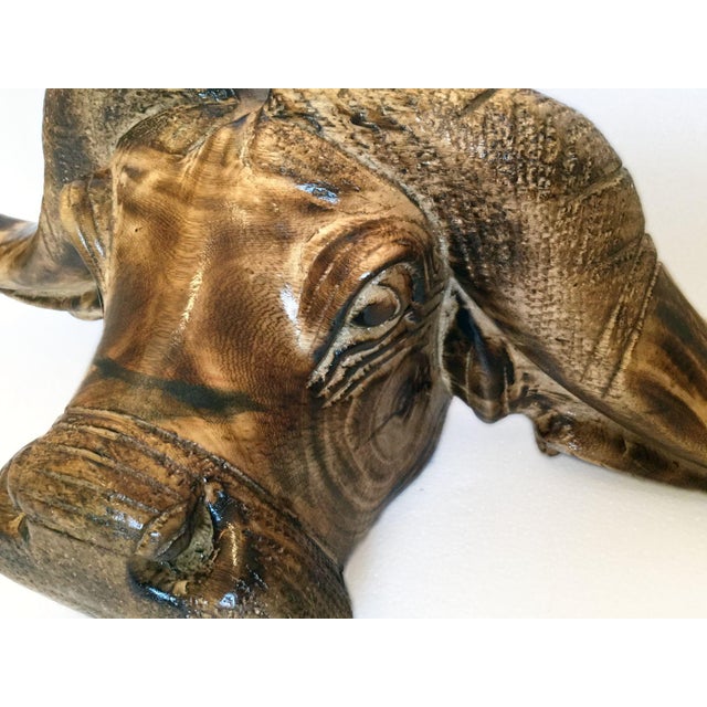 Contemporary Kenyan Buffalo Head Sculpture Chairish