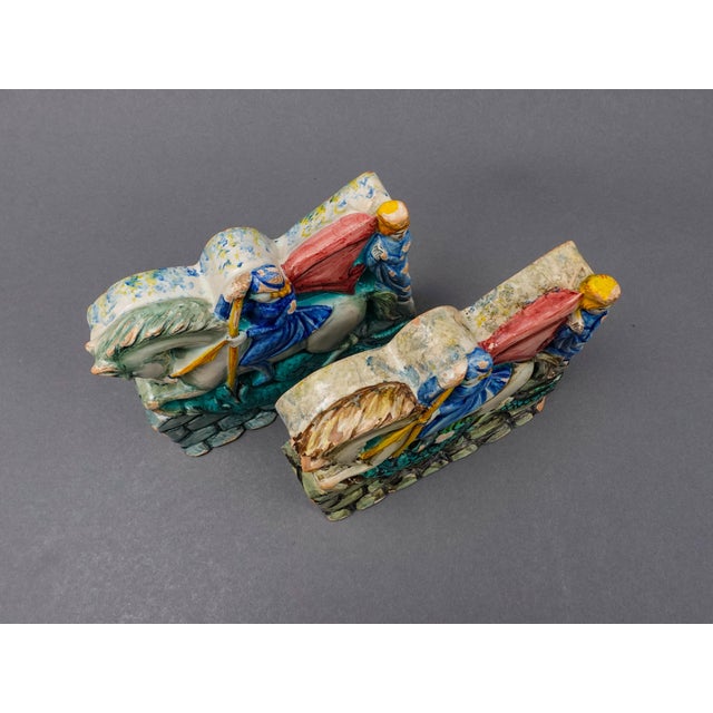 Vintage Italian St George Slaying Dragon Terracotta Plaque Bookends - a Pair For Sale - Image 9 of 10